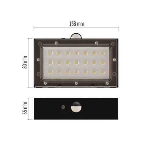 LED napelemes, mozgásérzékelős lámpa, 350 lm, 4000 K (NW), IP65, fekete, BRIXO PIR                    ZG162S