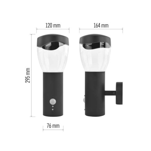 ARTEO fali lámpa, E27 (max. 15 W), PIR, alkonykapcsolóval, IP44, antracit                             ZGA040P