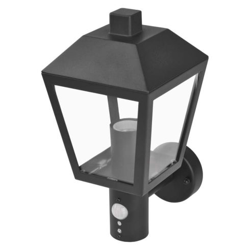 ADENIA fali lámpa, E27 (max. 15 W), PIR, alkonykapcsolóval, IP44, fekete                              ZGB040P