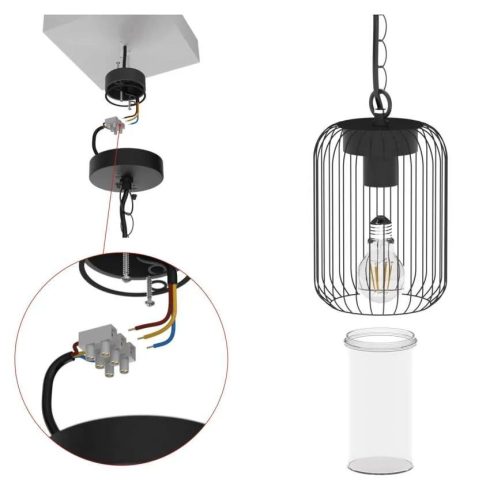 SALVIA függő lámpa, E27 (max. 15 W), IP44, fekete                                                     ZGD070P