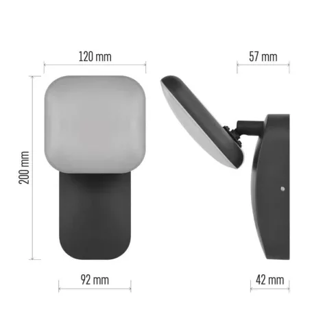 NIKA fali lámpa, LED, 12,5 W, 900 lm, 3000 K, IP44, antracit                                          ZGE014L
