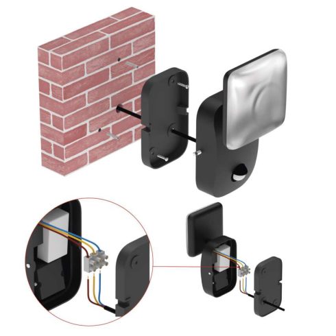 NIKA fali lámpa, LED, PIR, alkonykapcsolóval, IP44, antracit                                          ZGE044L