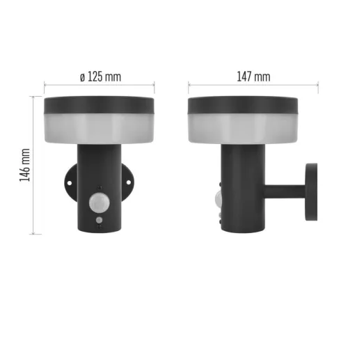 TERION szolár fali lámpa, LED, PIR, alkonykapcsolóval, IP44, antracit                                 ZGJ044S
