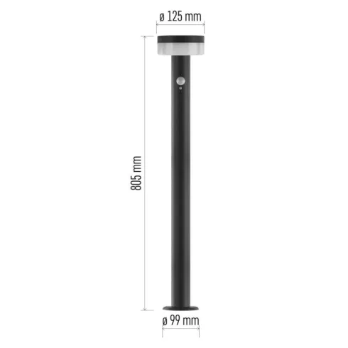 TERION szolár oszloplámpa, LED, PIR, alkonykapcsolóval, IP44, antracit                                ZGJ0F4S