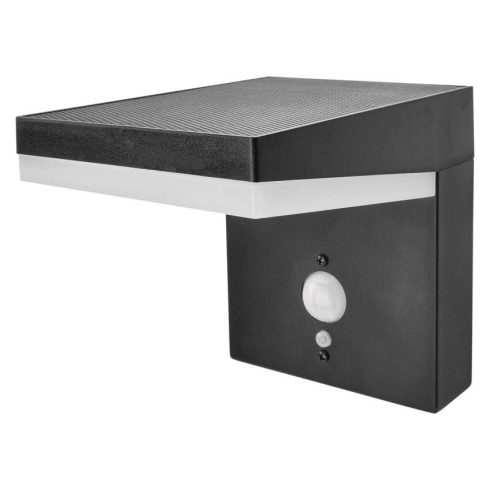 VEREA szolár fali lámpa, LED, PIR, alkonykapcsolóval, IP44, fekete                                    ZGK044S