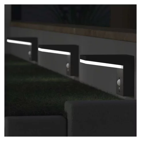 VEREA szolár fali lámpa, LED, PIR, alkonykapcsolóval, IP44, fekete                                    ZGK044S