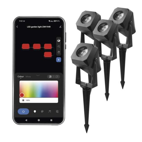 GOSMART kültéri spotlámpák induló készlet (4 db), 7 W, 3000-6500 K, 400 lm, IP65, fekete, G           ZIW194R
