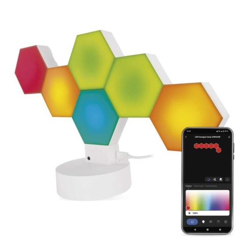 GoSmart LED asztali lámpa Hexagon, 6 részből álló, 5,5 W, RGBIC dimmelhető,  WiFi, hangvezérlés, feh  ZIW426R
