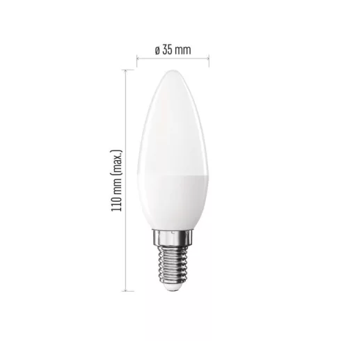 LED izzó gyertya E14 8,8W(60W) 806lm WW, F                                                            ZL3F47