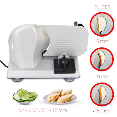 Zilan szeletelőgép, 150W, 190mm forgókés, állítható szeletelési vastagság (0-15mm), biztonságos, HSO  ZLN3376
