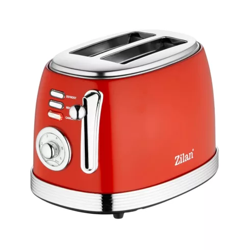 Zilan retró kenyérpirító, 2 szeletes, 850 W, 6 fokozat, STOP funkció, morzsatálca, piros, HSO         ZLN7040