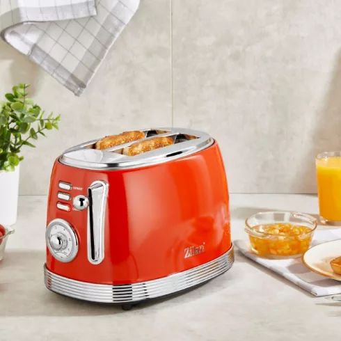Zilan retró kenyérpirító, 2 szeletes, 850 W, 6 fokozat, STOP funkció, morzsatálca, piros, HSO         ZLN7040