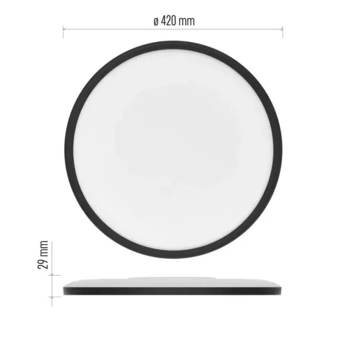 LED felületi lámpatest FLORI, 22W, 2200lm, NW, IP20, kör, fekete keret                                ZM1405