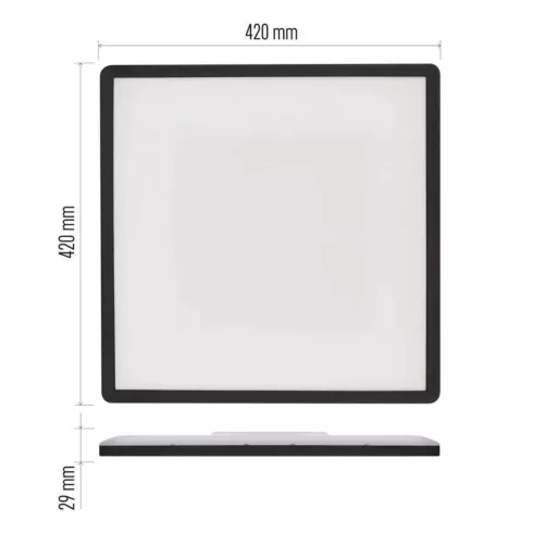 LED felületi lámpatest FLORI, 22W, 2200lm, NW, IP20, négyzet, fekete keret                            ZM1407