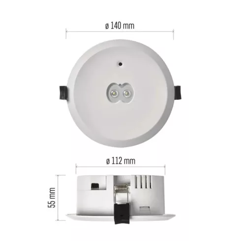 LED vészvilágító lámpatest ORSU, süllyesztett, 6W, 3 óra, 450 lm, 5000 K, 1500 mAh, IP20              ZN1320