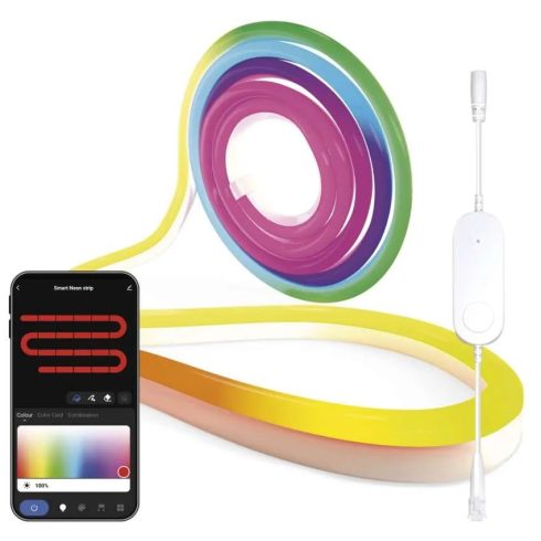GoSmart Rugalmas LED szalag NEON fehér, 3 m, 24 W, RGBIC dimmelhető, WiFi, hangalapú vezérlés, IP20   ZPW313I