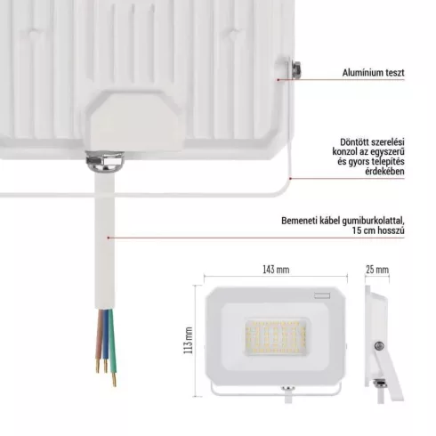 LED reflektor 30W, 3000lm, IP65, NW, SIMPO, fehér                                                     ZS2233W
