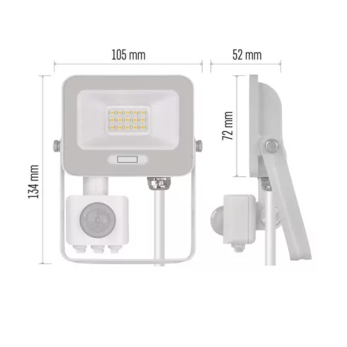 LED reflektor, mozgásérzékelővel, 10W, 1000lm, 4000K, NW, PIR, táv 8m, 120°, fehér, IP54, F, GLARO    ZS2314W