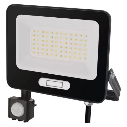 LED reflektor, mozgásérzékelővel, 50W, 5000lm, 4000K, NW, PIR, táv 8m, 120°, fekete, IP54, F, GLARO   ZS2344B
