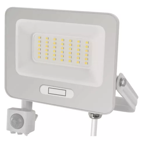 LED reflektor, mozgásérzékelővel, 50W, 5000lm, 4000K, NW, PIR, táv 8m, 120°, fehér, IP54, F, GLARO    ZS2344W