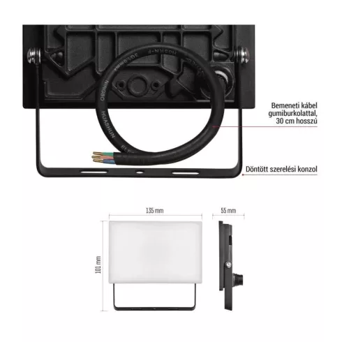 LED-es reflektor TAMBO, 20 W, 2000 lm, 4000 K, IP65, fekete                                           ZS2522