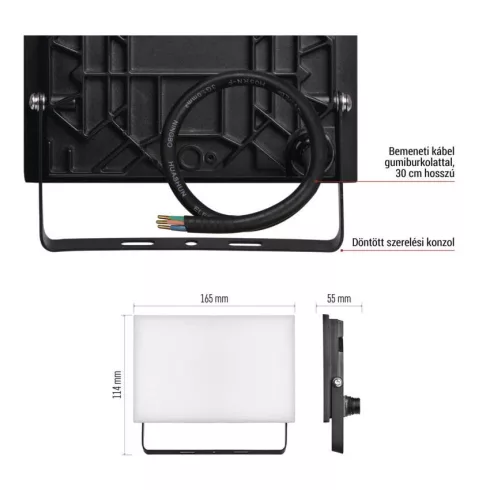 LED-es reflektor TAMBO, 30 W, 3000 lm, 4000 K, IP65, fekete                                           ZS2532