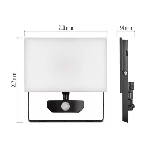 LED-es reflektor TAMBO, PIR mozgásérzékelővel, 50 W, 5000 lm, 4000 K, IP54, fekete                    ZS2942