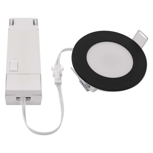 LED spotlámpa, 4,5W, 345lm, 2700/4000K, 110°, IP65, beépített, fekete, kerek, LORI                    ZV1164